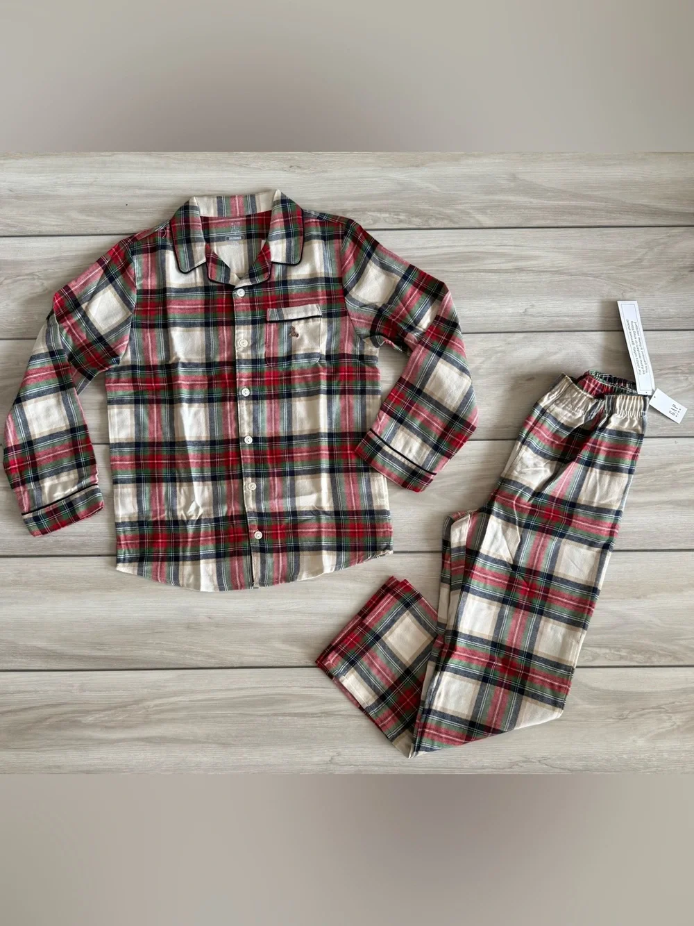 Gap Red Check Christmas Panamas Beige Size 10 NWT IN PACKAGE